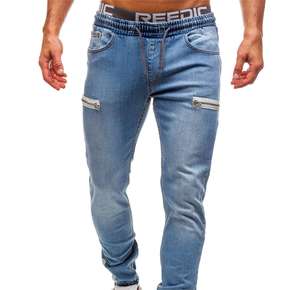 Venta caliente Explosive Men's Casual Frosted Zipper Design Sports Fashion Casual Jeans - Product Image 1