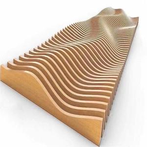 Soffitto in Alluminio Curvo Ondulato con Finitura Effetto Legno, Design Moderno e Minimalista, per Sale Banchetti e Controsoffitti - Product Image 1