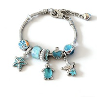 Bracelet perlé en forme de coquille de tortue de dessin animé, avec breloque en perles et strass, bijoux faits main de luxe léger