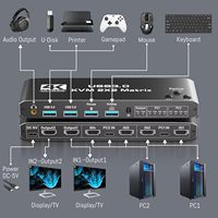 Matrice KVM SYONG 2x2 4K HDMI2.0 avec audio 3,5 mm, commutateur/séparateur KVM USB3.0 2 entrées 2 sorties, télécommande et raccourcis clavier