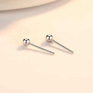 925 серьги-гвоздики из чистого серебра 2 мм 3 мм 4 мм - Product Image 4