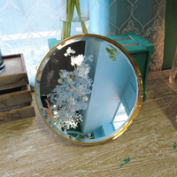 Objets décoratifs suspendus, miroir mural rond en verre doré, décoration murale, miroir incurvé avec taille personnalisable
