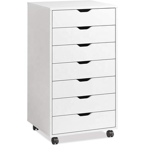 Cómoda de 7 Cajones en Oferta, Cómoda de Madera Económica, Gabinete de Almacenamiento Blanco <span class=keywords><strong>con</strong></span> <span class=keywords><strong>Ruedas</strong></span> Extraíbles - Product Image 1