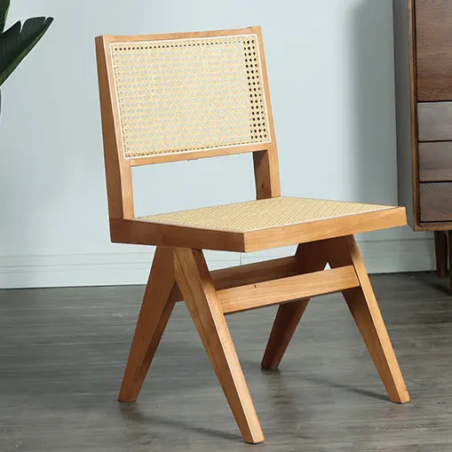 Canne Noir Sans Bras Rotin Nordique En Bois Massif Chambre Moderne De Luxe Chaises De Salle À Manger Pour Table À Manger