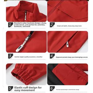 سترة عمل جديدة للخريف والشتاء بطبقة واحدة مع شعار مخصص، زي شركات موحد بياقة عالية وسحاب لورش السيارات ومراكز الخدمة - Product Image 3