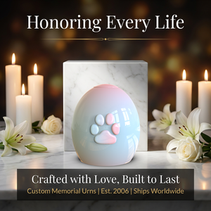 Urne commémorative pour animaux de compagnie personnalisée OEM/ODM en céramique, récipient <span class=keywords><strong>funéraire</strong></span> pour cendres, urne cinéraire, motif patte mignonne, dégradé œuf, pour cendres domestiques - Product Image 2