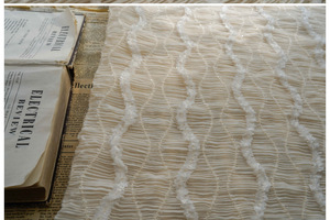 Tela de Chifón Crepé con Flecos Borrosos, Bordado y Bordes de Encaje, Tela de Chifón Plisada, Textil Romántico para Confección de Vestidos - Product Image 6