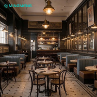 Ensemble de banquettes de restaurant MINGMENG, table ronde en faux marbre, revêtement en tissu, structure métallique, design industriel pour salle à manger