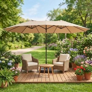 Sombrilla de Patio Resistente de 15 pies, Doble Cara, con Protección UV, Resistente al Agua, <span class=keywords><strong>para</strong></span> Negocios, Jardín y Parque - Product Image 1
