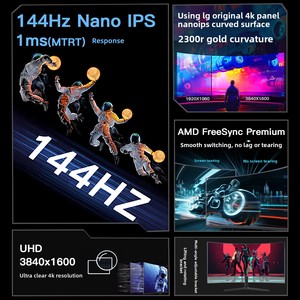 Moniteur de jeu incurvé NanoIPS 4K de 34 pouces, moniteur IPS de 38 pouces, moniteur <span class=keywords><strong>5K</strong></span> de 49 pouces avec réglage en hauteur, rotation, interface Type-C, écran partagé - Product Image 3