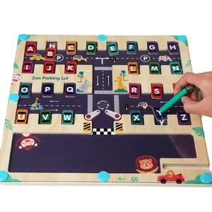 Labyrinthe en bois Montessori personnalisé pour enfants <span class=keywords><strong>Parking</strong></span> Board Flash cartes <span class=keywords><strong>jeu</strong></span> éducatif précoce lettre apprentissage cadeau jouets pour enfants - Product Image 4