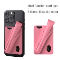 Étui de téléphone en silicone de luxe avec fente pour carte, support de téléphone, design antichoc, support à rouge à lèvres créatif, logo personnalisable pour