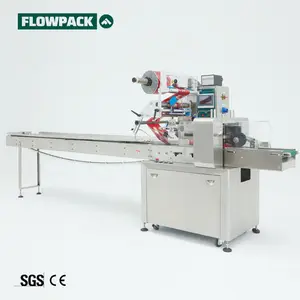 pillow flow wrapping alfajores hotdog burger patty pastry pack packaging machine for egg roll spring patti chicken pattie waffer