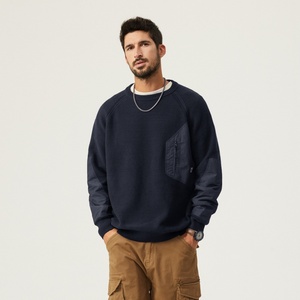 Pull en coton mélangé style patchwork rétro américain, nouvelle collection automne-hiver, col rond, coupe ajustée, respirant, anti-humidité, pour homme robuste - Product Image 2