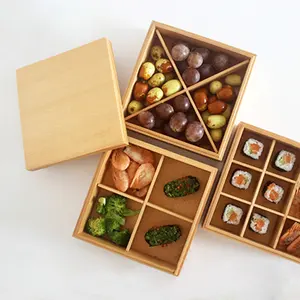 Japanische feste Bambus-Snack box Lebensmittel verpackung Einweg-Holz-Sushi-Box