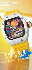 Reloj de Cuarzo de Diseño de 43 mm con Esfera Tonneau Smiley, Luminoso, Resistente al Agua, Reloj de Pulsera Creativo para Hombres con Estilo - Product Image 6