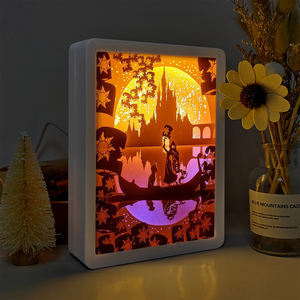 กล่องไฟกระดาษตัดรูปปราสาทราพันเซล แสงพระอาทิตย์ตก โคมไฟตกแต่งห้องสำหรับเด็กผู้หญิง ของขวัญสำหรับแฟนสาว - Product Image 2