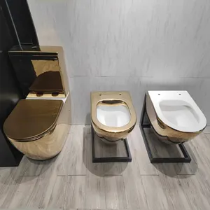 Inodoro de dos piezas WC bano inodoro T bidé de lujo Armario superior piso sartén WC ducha asientos doble descarga sartén en cuclillas WC