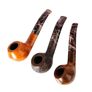 Muxiang Briar Wood Smoking Pipe Bent Type 9mm Filter Core Men's Tobacco Pipe - Product Image 4