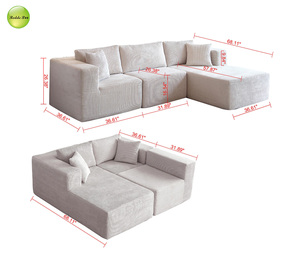 Canapé modulaire multifonctionnel en velours compressé, combinaison libre, en velours côtelé, pour salon/villa/grande <span class=keywords><strong>appartement</strong></span> - Product Image 6