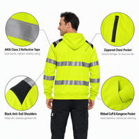 Felpa con Cappuccio Riflettente ad Alta Visibilità ANSI Classe 3, Pannelli Antisporcamento sulle Spalle, Felpa da Lavoro per Sicurezza Stradale, Logo Personalizzato OEM