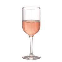 Verre à vin incassable de 280 ml avec ruban, verre à vin à pied côtelé pour l'extérieur, verre à vin blanc en plastique à rayures