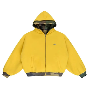 Sudadera con capucha de algodón 100% personalizada, de felpa gruesa, reversible, con cremallera, camuflaje, doble capa, estilo urbano, oversize para <span class=keywords><strong>hombre</strong></span> - Product Image 4