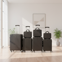 Ensemble de 8 valises trolley ABS avec serrure à combinaison, valise cabine, trousse de toilette, sac à doublure polyester, antivol, personnalisable, vente en gros