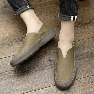 Mocasines de Cuero Genuino Hechos a Mano para Hombre, Diseño Simple y Deportivo, Cómodos, con Aumento de Altura, Zapatos para Caminar Sin Cordones, Color Negro y Caqui, Varias Tallas - Product Image 4