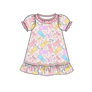 GSD2886 personalizado niña coloridos lazos estampado otoño trajes niños al por mayor niña manga larga Niño ropa conjunto - Product Image 3