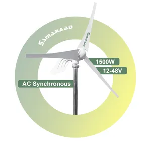 Prodotto di vendita calda potente 1.5kw 12V 24v 48v grande generatore di turbina eolica orizzontale per uso domestico