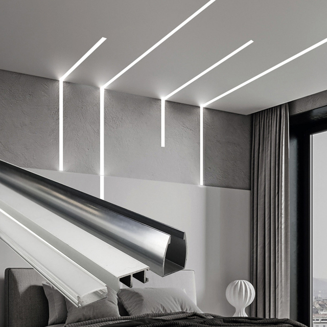 6000 Series Aluminum LED Strip Light Profile Channel with Diffuser Corner Bendable Extrusion for LED Lighting System