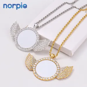 Sublimation Blank Rhinestones Angel wings Necklaces Fashion Jewelry Necklaces
