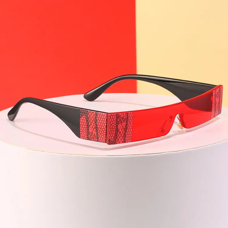 DOISYER moda yılan dövme dikdörtgen küçük güneş gözlüğü çerçevesiz yapışık güneş gözlüğü erkekler ve kadınlar için
