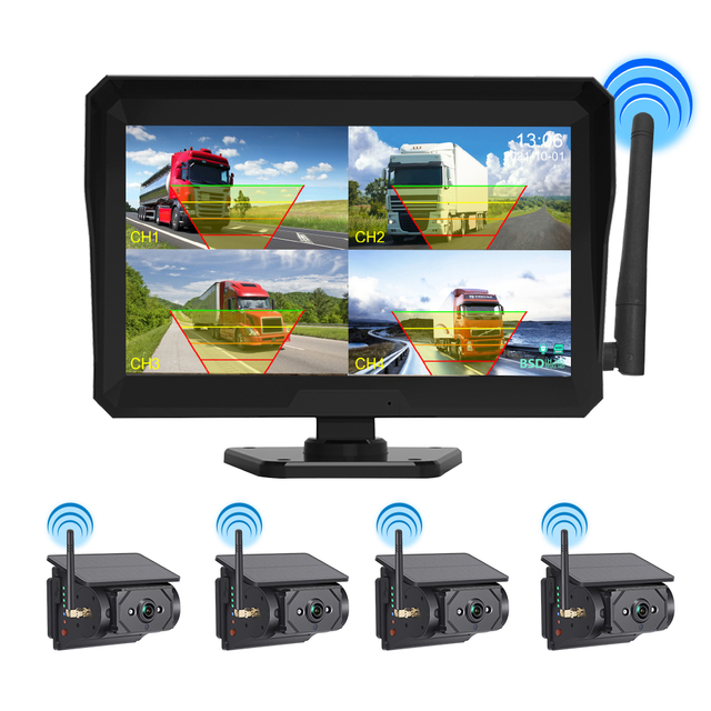 10.1 Inch IPS Truck Reverse Monitor Quad and Octa Recording AHD720 Camera Recorder Dash Cam DVR
