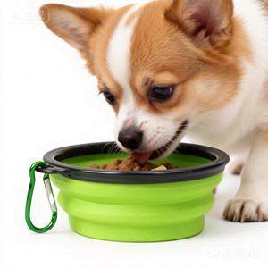 Tigela de Silicone Dobrável com Chaveiro, Design de Alimentação Plano para Cães e Gatos, Acessórios para Animais de Estimação com Logotipo Personalizado - Product Image 1