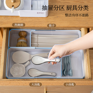 <b>Drawer</b> Organizer <b>Box</b> With Dividers Extendable Compartments For Desk <b>Storage</b> Office Supplies Organization Rectangle Shape Solid - Product Image 3
