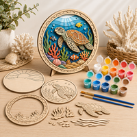 Kit de Relieve de Madera Multicapa Cortado con Láser, Gato del Cielo Estrellado, para Pintar DIY, Decoración de Escritorio, Venta al por Mayor, Artesanía de Madera Personalizada