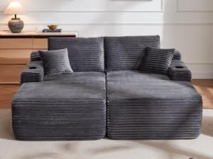 Modern <b>Inflatable</b> Modular Loveseat <b>Sofa</b> Adjustable Height Eco-Friendly Fabric Portable Design Square Shape Cushion Back - Product Image 2