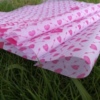 OEM Design Custom Printed Pink Cute Heart Logo 17GSM Colored Gift Package Wrapping Tissue Paper for Boxes
