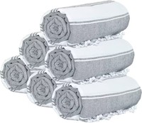 Serviette de plage turque en coton extra-large 36x71, lot de 6 pièces, douce, durable et absorbante, drap de bain extra-large pour adultes