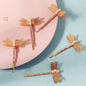 مشابك شعر ذهبية للنساء بالجملة، إكسسوارات شعر، مجوهرات زفاف على شكل اليعسوب - Product Image 5