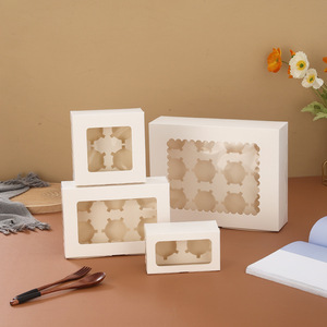 Cá nhân 2 4 6 12 lỗ <span class=keywords><strong>cupcake</strong></span> hộp với cửa sổ PVC có thể gập lại giấy trắng cốc bánh Muffin bao bì hộp - Product Image 3