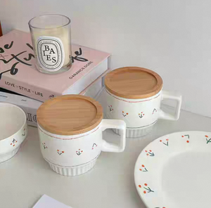 แก้วกาแฟเซรามิกดีไซน์ใหม่น่ารักลายเชอร์รี่ ปรับแต่งได้ เป็นมิตรกับสิ่งแวดล้อม ปลอดภัยสำหรับอาหาร ใช้กับไมโครเวฟและเครื่องล้างจานได้ - Product Image 2