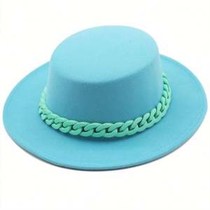 Chapeau Fedora Unisexe en Feutre à Large Bord avec Chaîne, Style Image, Idéal pour la Pêche et les Fêtes - En Stock, Prix Abordable - Product Image 5