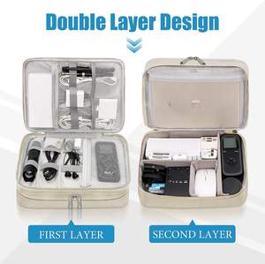 Échantillon gratuit : Étui de rangement numérique double couche pour écouteurs de voyage, batterie externe et accessoires électroniques, boîte de rangement pour câbles - Product Image 2