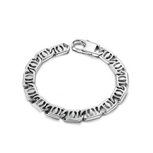 Men's <b>Titanium</b> Steel Bracelet 21Cm Geometric <b>Chain</b> Silver Gray Hip Hop Style CE021 - Product Image 1