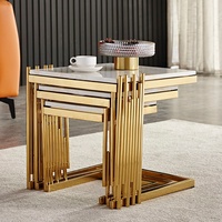 Ensemble de tables basses en acier inoxydable au design classique pour le salon, meubles écologiques et durables, utilisation hôtelière