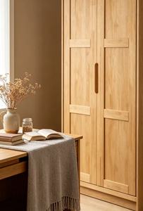 Scandinavian Wooden <b>Wardrobe</b> Shaker Doors Hinged Solid Wood Freestanding Modern Bedroom Furniture - Product Image 4