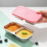 Boîte à lunch en acier inoxydable à 2 compartiments, plateau alimentaire portionné avec couvercle, récipient de préparation de repas, conteneur à collation, empilable, personnalisable, vente en gros